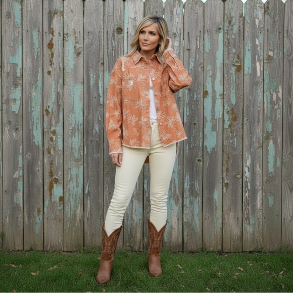Peach Love California Tops - PEACH LOVE CALIFORNIA rusty floral Shacket S M L